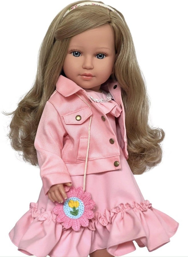 MBD Kennedy and Friends Complete Outfits for 18 Inch Fashion Girl Dolls- 18 Inch Doll Clothes That Fits All 18 Inch Dolls (Pink Summer Dress with Floral Purse) - Image 1
